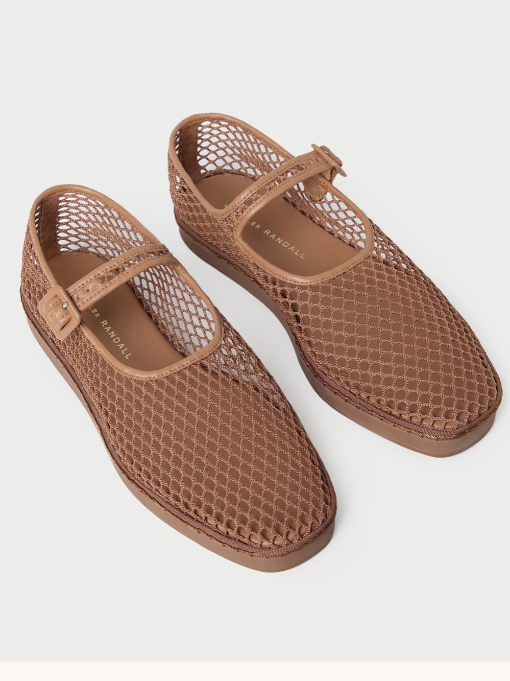 Loeffler Randall Brown Rita Mary Jane Netted Flats 10 - Picture 3 of 5
